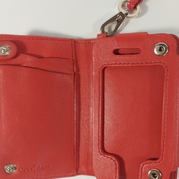 Cole Haan Glossy Red Mini Phone Ipod Wristlet Wallet Case - Picture 5 of 9